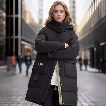 Средние и длинные пуховые изделия для женской зимней утепленной куртки, высококачественные утепленные изделия M красный