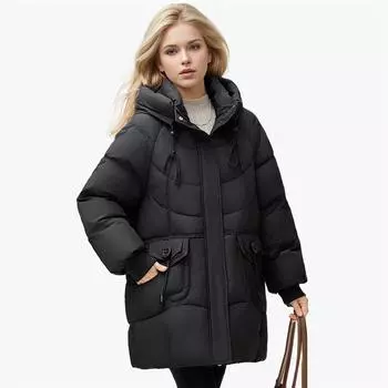 Средние и длинные пуховые изделия женская зимняя одежда для людей среднего и пожилого возраста куртка в иностранном стиле одежда для мам куртка M красный