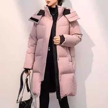 Средние и длинные толстые пуховики женские 90 пух утиный пух зимние новые корейские женские пуховики Jiaxing высокого класса для женщин M (95-60 kg)