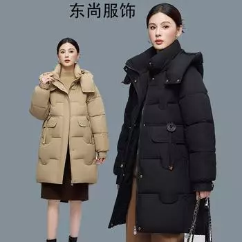 Средние и длинные зимние корейские модели универсальные хлопчатобумажные куртки с капюшоном утепленные хлопчатобумажные куртки M recommends 100-57.5 kg