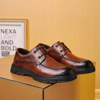 Средние кожаные туфли мужские кожаные туфли на платформе мужские деловые повседневные туфли для папы верхний слой коровьей кожи 38
