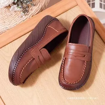 Средние женские туфли на мягкой подошве ретро-туфли средние туфли для старых мам на платформе мокасины 35