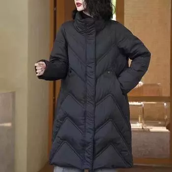 Средний и длинный пуховик женская одежда 2024 зима новый взрыв большой размер тонкий модный высококачественный белый утиный пуховик M