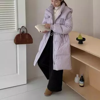 Средний и длинный пуховик женский 2024 зима маленький утолщенный фасон утолщенный пуховик S (90-60 kg) грязно-белый