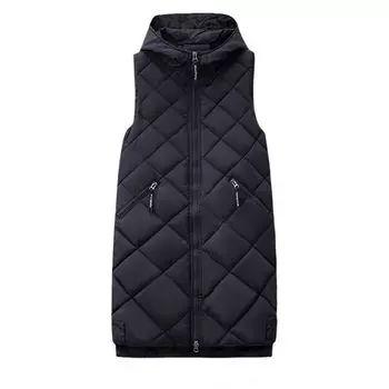 Средний и длинный жилет женский осенне-зимний новый модный свободный и универсальный трендовый хлопковый жилет жилет жилет жилет M suggestion [80-50kg] чёрный