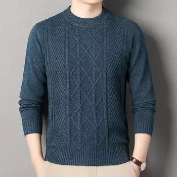 Средний и зеленый мужской свитер, трикотажная нижняя рубашка, весенне-осенний мужской трикотажный нижний топ, повседневный M серый