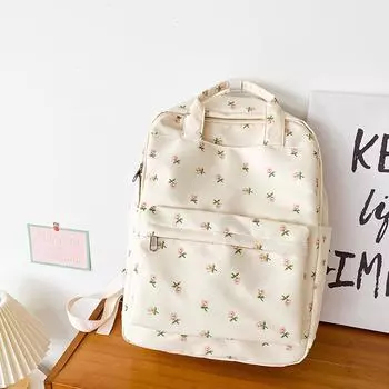 Средний нейлоновый женский рюкзак, повседневный легкий рюкзак, противоугонная сумка с милым цветочным принтом для девочек-подростков B