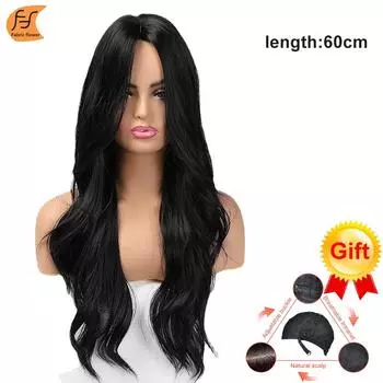 Средний сплит, большая волна, высокотемпературное шелковое химическое волокно, полный комплект головы, европейский и американский длинный кудрявый парик