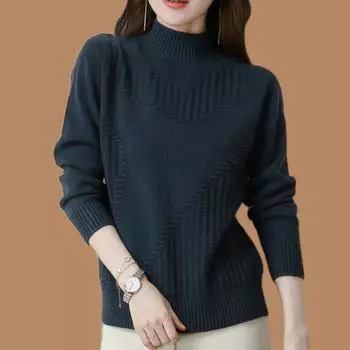 Средний возраст мягкий ленивый осень зима вязаный свитер женский модный универсальный базовый пуловер топ для женщин one size красный