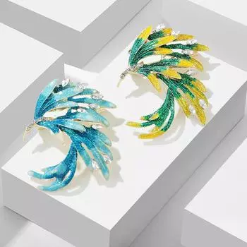 Средняя брошь Shake Fast Enamel Постепенное изменение Слегка инкрустированная циркониевая пряжка в виде хвоста феникса Элегантный большой воротник Аксессуары для костюма