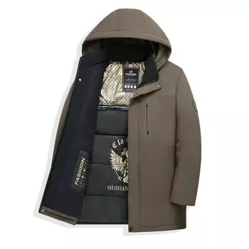 Средняя и длинная осенне-зимняя шапка-ушанка для мужчин среднего возраста, теплая повседневная утолщенная куртка L чёрный