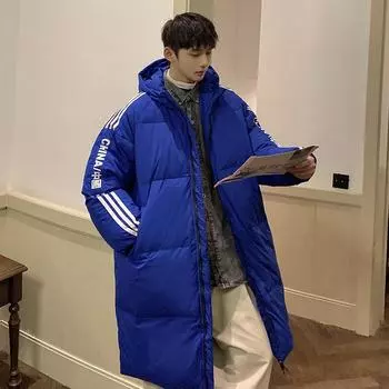 Средняя и длинная зимняя утепленная куртка выше колена, мужская зимняя куртка-пуховик M