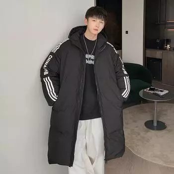 Средняя и длинная зимняя утепленная куртка выше колена, мужская зимняя куртка-пуховик M