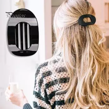 Средняя плоская круглая заколка для волос с противоскользящими зубцами, женская заколка для волос с сильным захватом, гибкие зубцы, изогнутый дизайн, заколка для волос света кофе