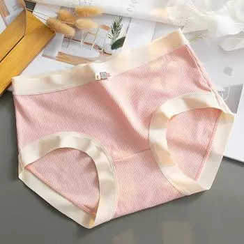 Средняя талия Бесшовные Все нижнее белье Хлопковые антибактериальные трусы с промежностью Удобные дышащие шорты Треугольные трусики M розовый