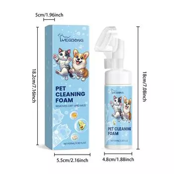 Средство для чистки лап Yegbong | Пенящееся моющее средство для собак и кошек, не требующее смывания | Мягкое и безопасное | Приятный запах | Глубокая очистка лап домашних животных 100ml