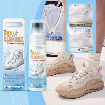 Средство для чистки обуви белого цвета, пена для сухой чистки, средство для чистки спортивной обуви, пена для чистки обуви без воды, 100 мл