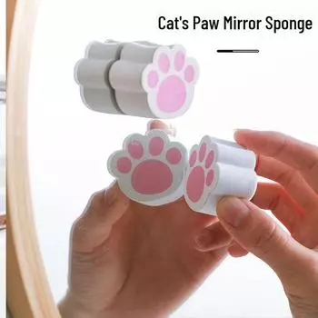 Средство для чистки зеркал и кранов «Кошачий коготь» — хлопковая губка из полиуретана для зеркал в ванной и косметических зеркал 1 piece розовый