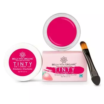 Средство для глаз, щек и губ с Клубникой и маслом Ши (8 г), Tinty Eye Cheek Lip Strawberry Shea Butter, Bella Vita