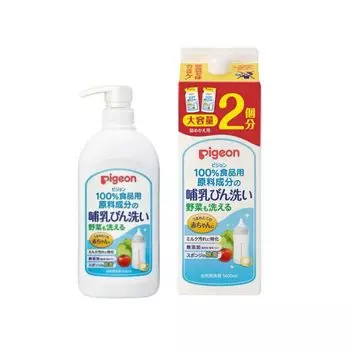 Средство для мытья детских бутылочек Pigeon, 800 мл, 1 бутылка, 2 дозы, набор пищевых ингредиентов, средство для мытья детских бутылочек Pigeon, средство для мытья овощей, 1,4 л