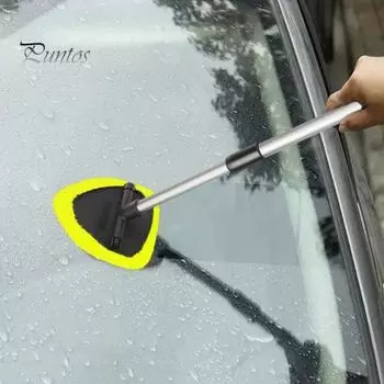Средство для мытья окон автомобиля, инструмент для мытья лобового стекла с длинной ручкой, не царапающий универсальный набор для ухода за автомобильными стеклами и зеркалами жёлтый