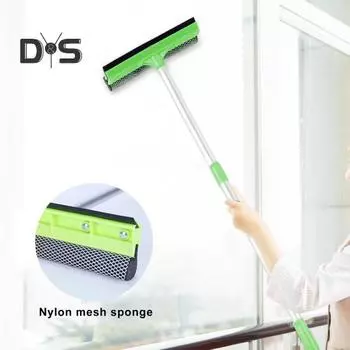 Средство для мытья окон с выдвижной ручкой, стеклянные двери, зеркала, скребок из натурального каучука, регулируемая длина, стеклоочиститель синий