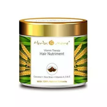 Средство для питания волос с Кокосом, Рисовыми отрубями и витаминами А, D и E (80 г), Hair Nutriment Coconut Rice Bran Vitamin A, D & E, Herbs & More