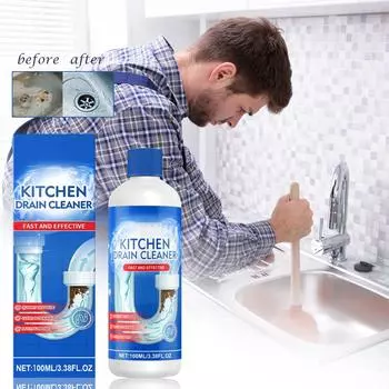 Средство для прочистки труб, очиститель раковин, мощный порошок для чистки раковин, быстрое пенящееся средство для быстрой очистки кухонных туалетных труб, 100 мл One Size белый