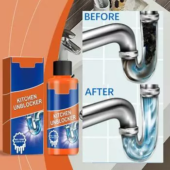 Средство для разблокировки кухни, сильное средство для разблокировки, средство для чистки раковин и канализации, чистка, 100 мл One Size чёрный