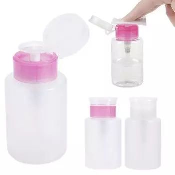 Средство для снятия лака 150 мл. Пустая пластиковая запираемая бутылка. Насос. Оборудование для дизайна ногтей. белый