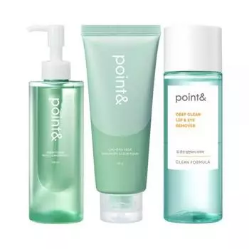 Средство для снятия макияжа с губ и глаз Point & Deep Clean 150 мл + очищающее масло Veggie 230 мл + очищающая пенка Veggie 150 г