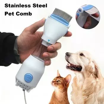 Средство для удаления блох для домашних животных Расческа для домашних животных Расчески с зубами из нержавеющей стали Вакуумная расческа Cooties Ловец вшей Устройство для удаления глистов для маленьких, средних и крупных домашних животных A US Plug