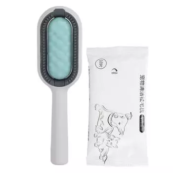 Средство для удаления колтунов у домашних животных Массаж Груминг Чистка Расческа для удаления шерсти у собак с влажными салфетками для кошек Зеленый зелёный