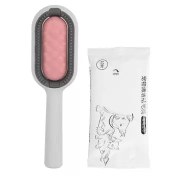 Средство для удаления колтунов у домашних животных, массаж, груминг, чистка, расческа для удаления шерсти у собак с влажными салфетками для кошек, розовый розовый