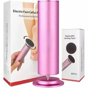 Средство для удаления мозолей на ногах, пилка для ног с регулируемой скоростью и 60 наждачными дисками, профессиональный инструмент для педикюра для удаления омертвевшей кожи и мозолей чёрный