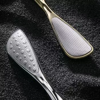 Средство для удаления мозолей на ногах Водонепроницаемый скребок для ног из нержавеющей стали, скребок для ног, натирающая доска, многоразовый буфер для ног с противоскользящим покрытием серебряный