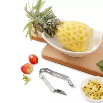 Средство для удаления сердцевины из клубники, средство для удаления глазков ананаса, длинная ручка, эргономичный, трудосберегающий скребок из нержавеющей стали, портативный кухонный гаджет серебряный