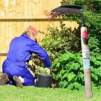 Средство для удаления сорняков Серп для прополки в японском стиле с деревянной ручкой Композитное стальное лезвие Изогнутый серп Ручная мотыга Серп Садовый инструмент для прополки и культивирования A
