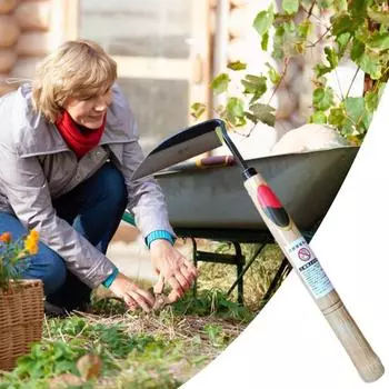 Средство для удаления сорняков Серп для прополки в японском стиле с деревянной ручкой Композитное стальное лезвие Изогнутый серп Ручной серп для мотыги A