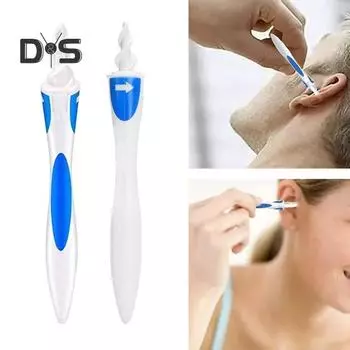 Средство для удаления ушной серы Спиральный вращающийся инструмент для чистки ушей Безопасный силиконовый набор для чистки ушей с 16 моющимися насадками Простая в использовании ложка для чистки ушей для всех возрастов белый