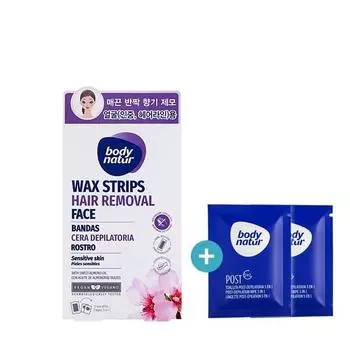 Средство для удаления волос Body Nature Восковая полоска для лица Масло сладкого миндаля 12P + Салфетка 2P, 1 комплект корейской косметики