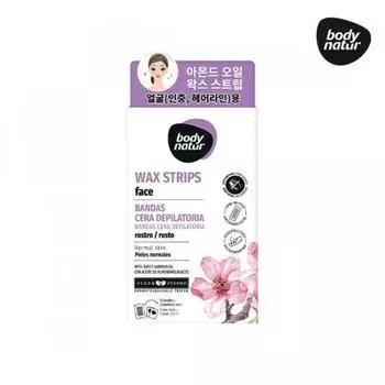 Восковая полоска для удаления волос Body Nature для лица, сладкий миндаль, 12 шт.