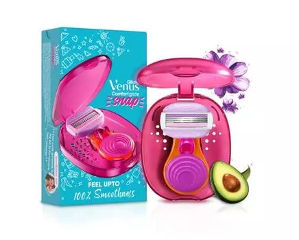 Средство для удаления волос Gillette Venus Snap | Женская бритва для тела Компактный чехол | Гель-мыло с авокадо Pack 1