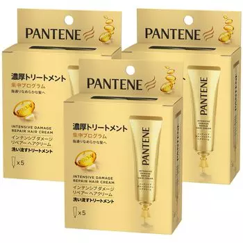 Средство для ухода за волосами Pantene Одноразовый размер 15 г x 5 флаконов x 3 коробки Интенсивное восстановление повреждений Смываемый (крем для волос) [Оптовая покупка] золотой