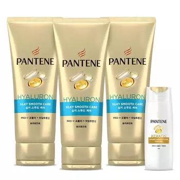 Средство для ухода за волосами Pantene Silky Smooth Care 220 мл x 3 шт. + шампунь Keratin Extreme Damage Care 90 мл, набор, 1 комплект