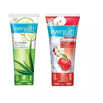 Средство для умывания Everyuth Naturals Fruit Face Wash, 50 г и питательный гель с алоэ вера и огурцом, 100 г, комбинированная упаковка