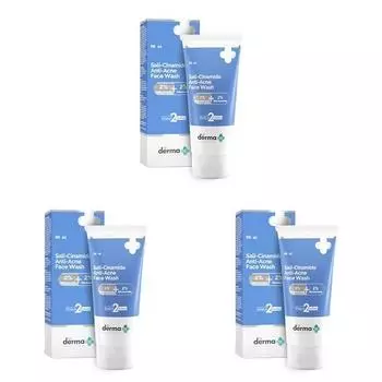 Средство для умывания лица Derma Co Sali-Cinamide Anti-Acne Face Wash I с 2% салициловой кислоты и 2% ниацинамида I лечит активную угревую сыпь и устраняет следы от прыщей (Пакет из 3)