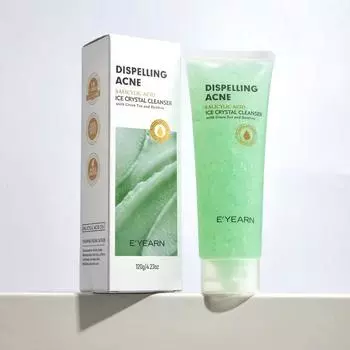 Средство для умывания против прыщей и прыщей с зеленым чаем, бамбуком, 2% салициловой кислотой и 8D аминокислотами, глубоко очищающим отшелушивающим очищающим скрабом для лица As the picture зелёный