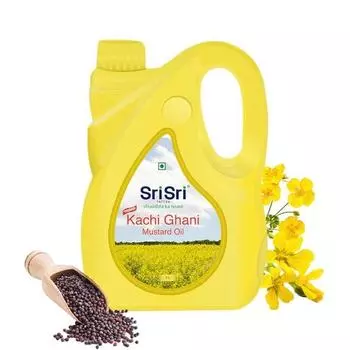 Sri Sri TATTVA shuddhta ka naam Премиальное горчичное масло Kachi Ghani в бутылке | Банка 2 л | Горчичное масло холодного отжима, обогащенное витаминами A и D