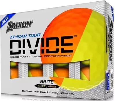 Srixon 2020 TOUR DIVIDE Golf Orange and 1 Dozen Balls Imported Directly from the Q-STAR Balls, Yellow, Fluorescent/Matte, (12 Total), USA,